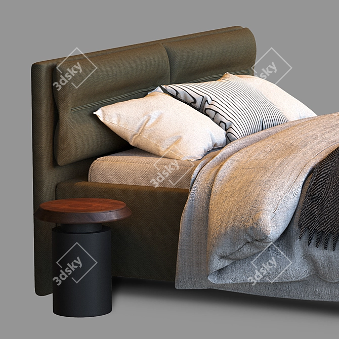 Gray Haven: Stylish Bedroom Retreat 3D model image 2