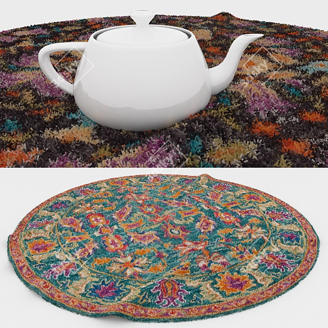 Round Carpet Set: Variety in Textures 3D model image 3