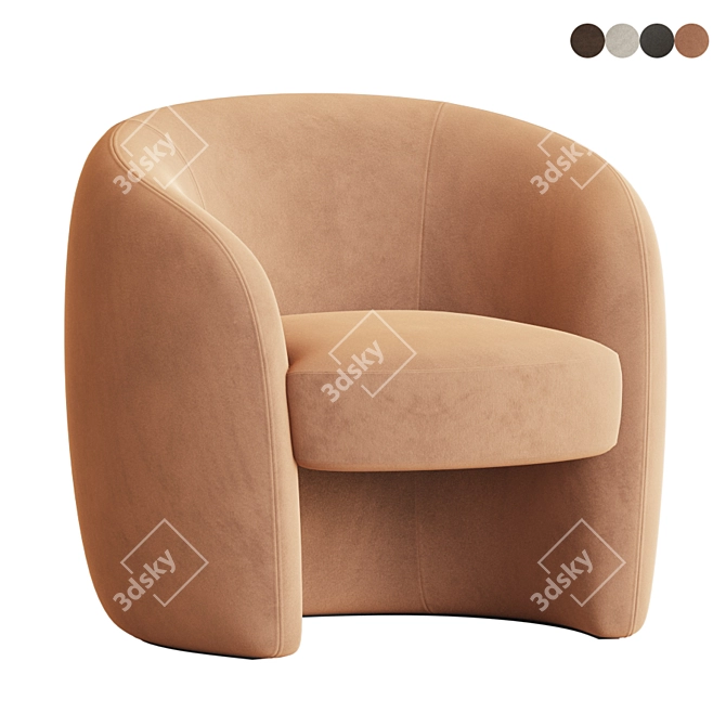 Velvet Barrel Chair: Natalie Allmodern 3D model image 1
