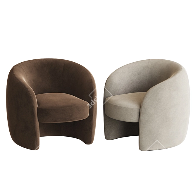 Velvet Barrel Chair: Natalie Allmodern 3D model image 3