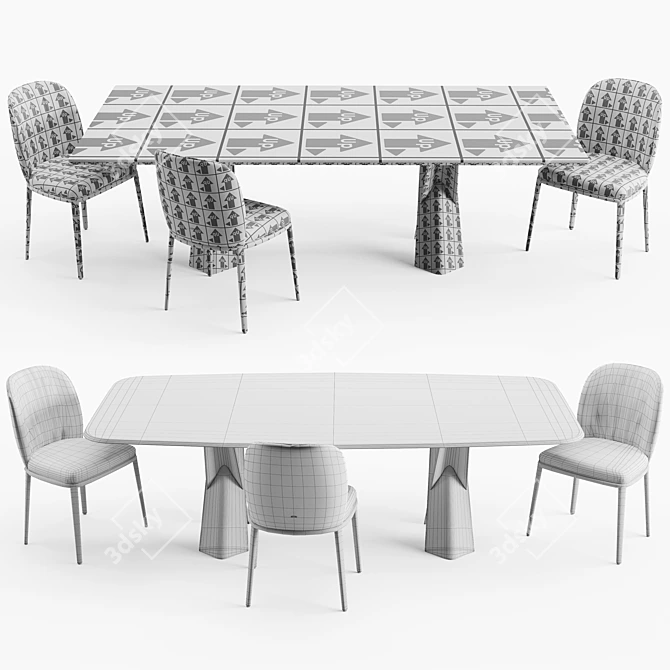 Modern Italian Cattelan Table & Chair 3D model image 5