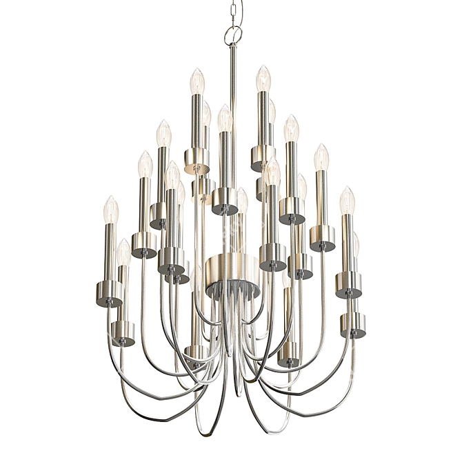 Classic Chrome Chandelier with Curved Metal Arms 3D model image 1