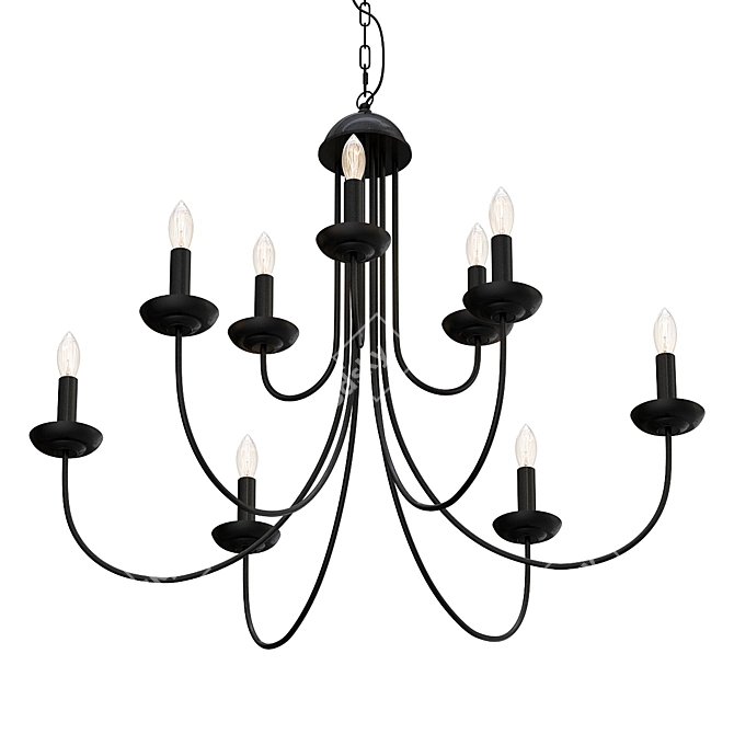 Elegant Wentworth 9-Light Chandelier 3D model image 1