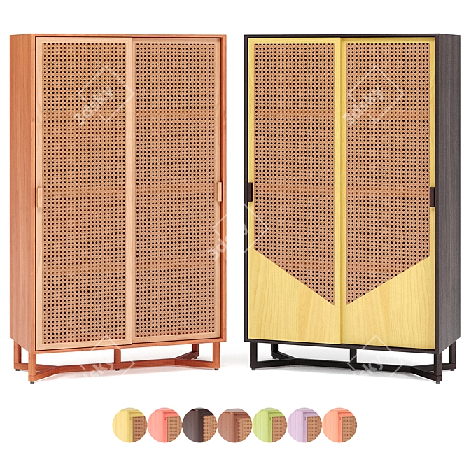 Adjustable Color Rattan Closet 3D model image 1