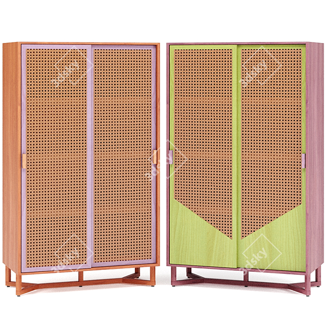 Adjustable Color Rattan Closet 3D model image 4