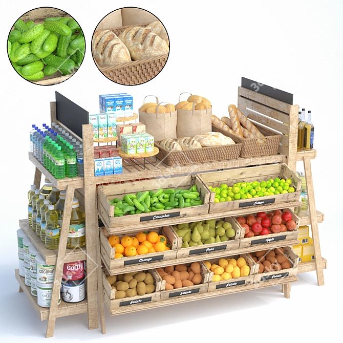 High-Quality Grocery Store Display 3D model image 1