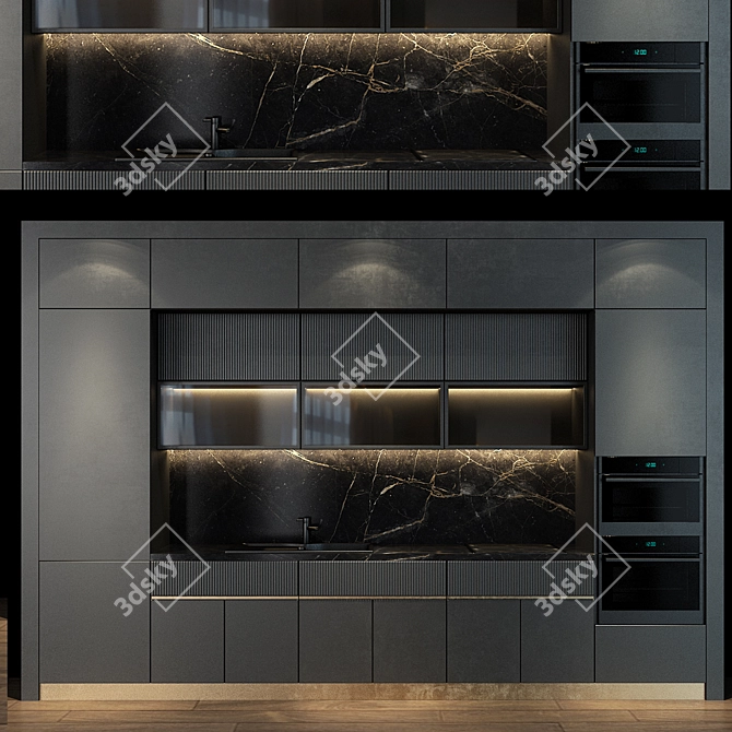 Sleek & Stylish Kitchen Set 3D model image 1