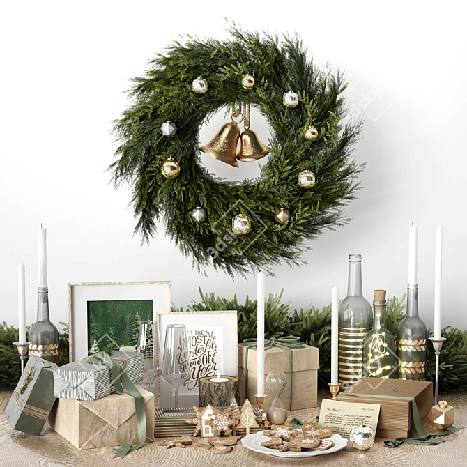 Festive Holiday Ornament Set 3D model image 1