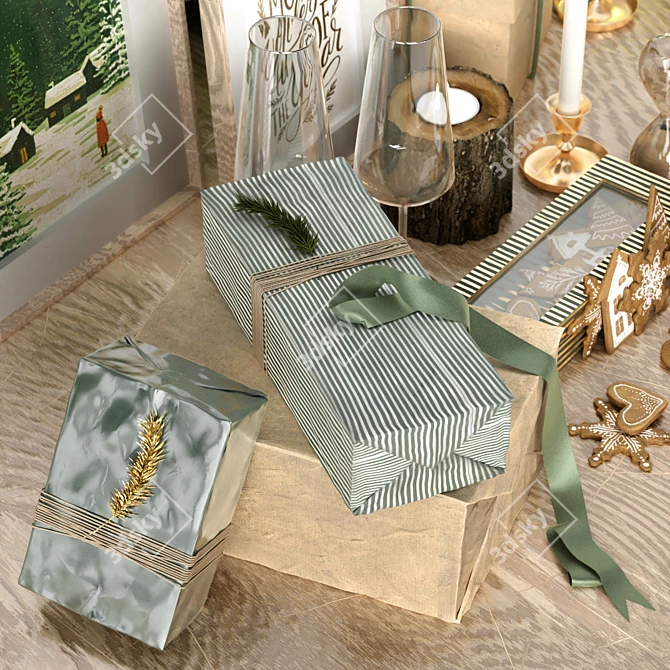Festive Holiday Ornament Set 3D model image 2