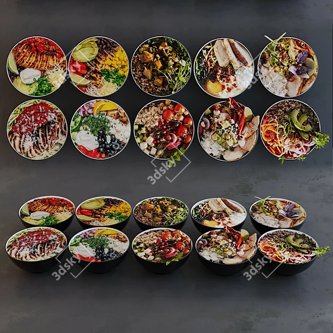 Delicious Bowl Buffet Set 3D model image 8