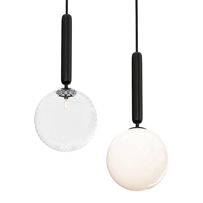 Elegant Glass Pendant with Multiple Lamp Options 3D model image 1