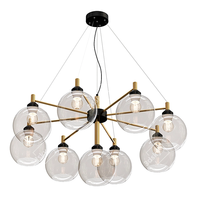 Elegant Glass Pendant Chandelier 3D model image 1