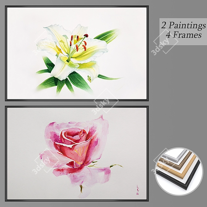 Modern Wall Art Set with Multiple Frames 3D model image 1