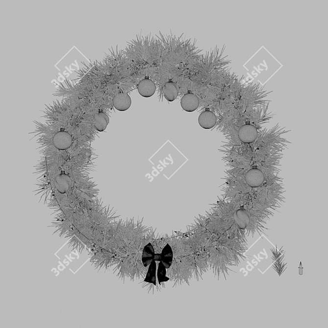 Festive Christmas Wreath: 3D Design with Base Model 3D model image 2