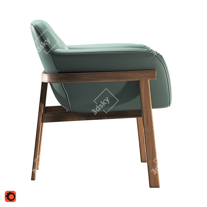 Elegant Irene Wood-Framed Chair 3D model image 3