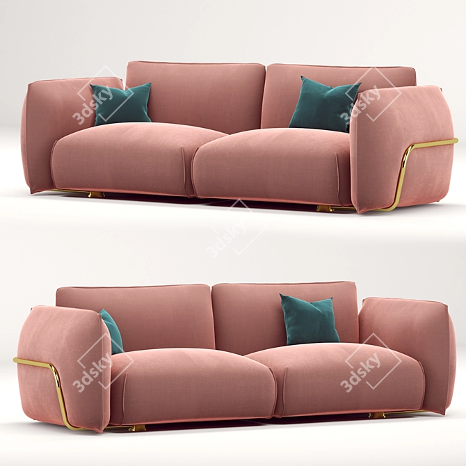 Dion Velvet 3 Seater Sofa 3D model image 1