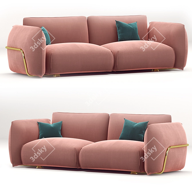 Dion Velvet 3 Seater Sofa 3D model image 4