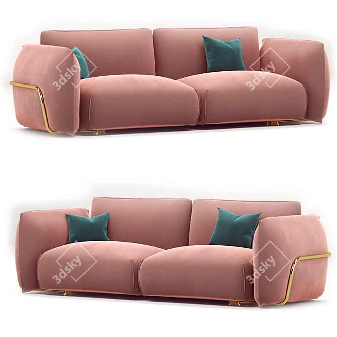 Dion Velvet 3 Seater Sofa 3D model image 6