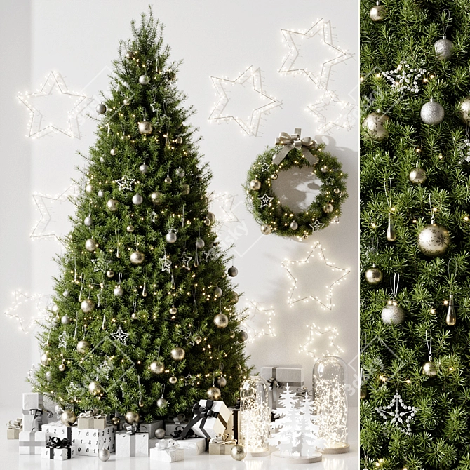 Festive Christmas Tree Decoration 3D model image 1