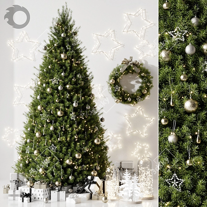 Festive Christmas Tree Decoration 3D model image 6