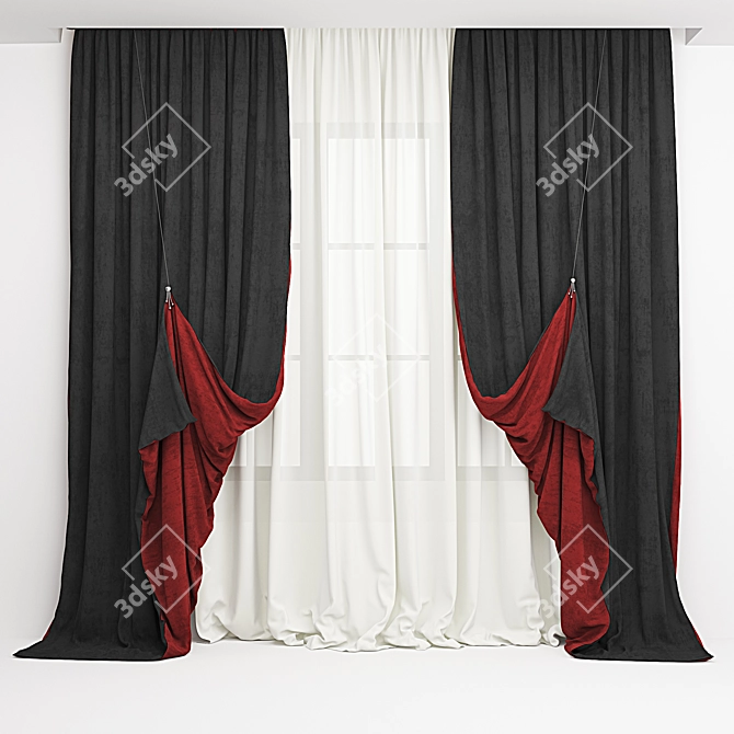 Elegant Drapery Curtain: 2015 Edition 3D model image 1