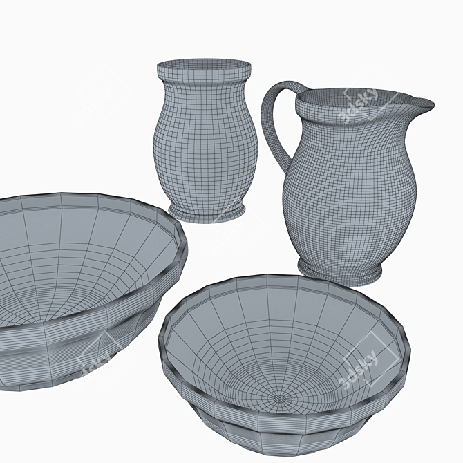 Elegant Ceramic Dish Set 3D model image 2