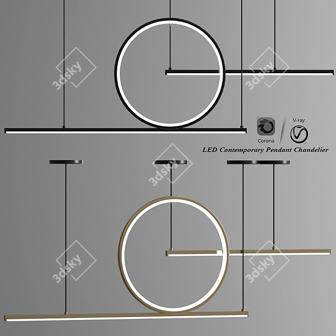 Modern LED Pendant Chandelier 3D model image 1