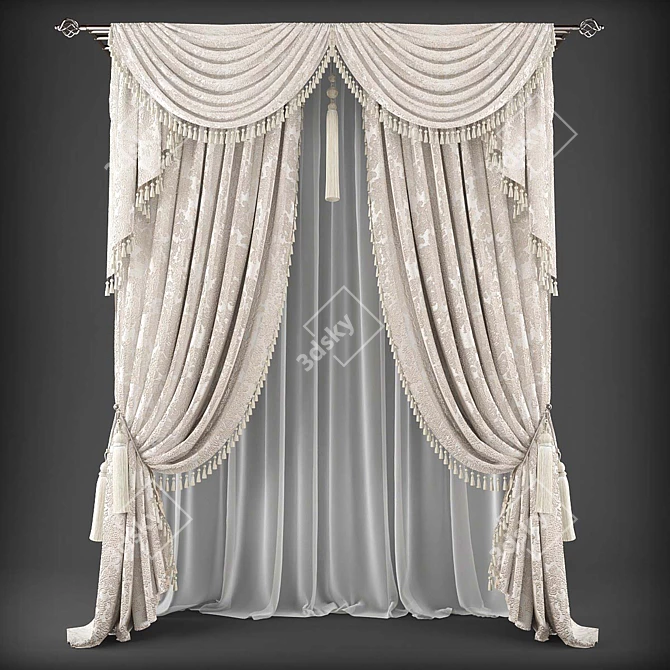 Elegant Window Drapes 3D model image 1