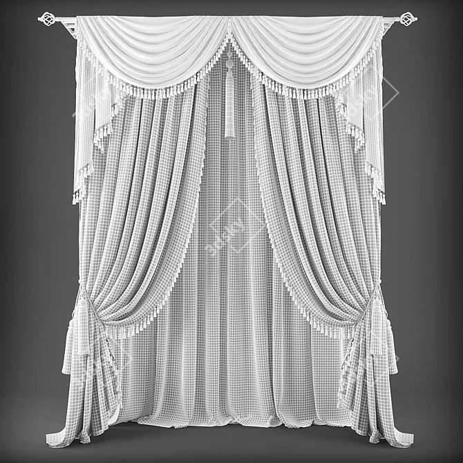 Elegant Window Drapes 3D model image 2