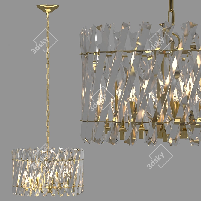 Selva 8-Light Gold Chandelier 3D model image 1