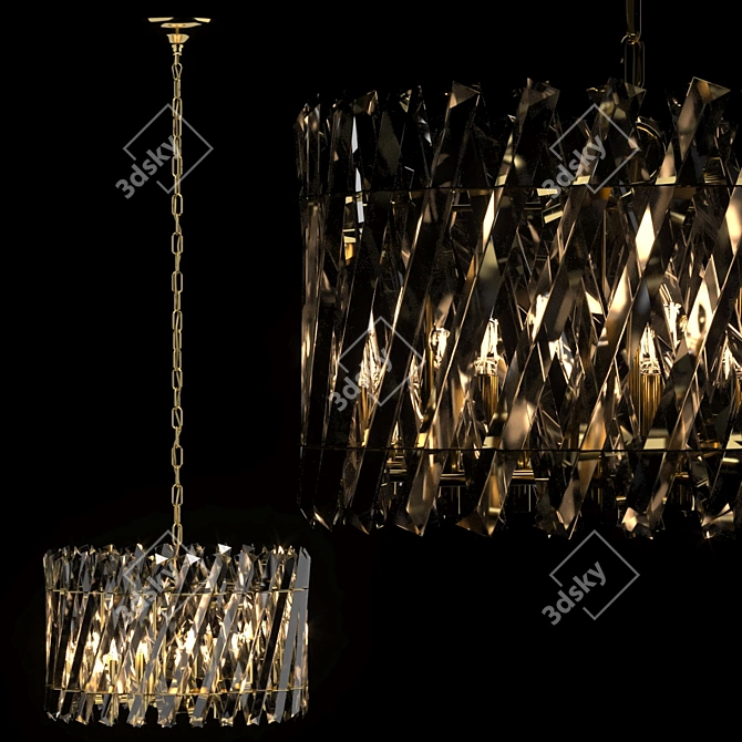 Selva 8-Light Gold Chandelier 3D model image 2