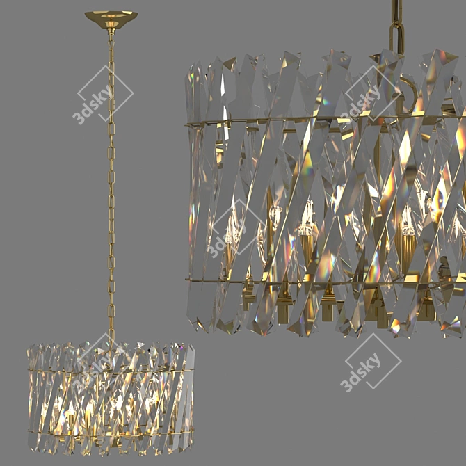 Selva 8-Light Gold Chandelier 3D model image 5