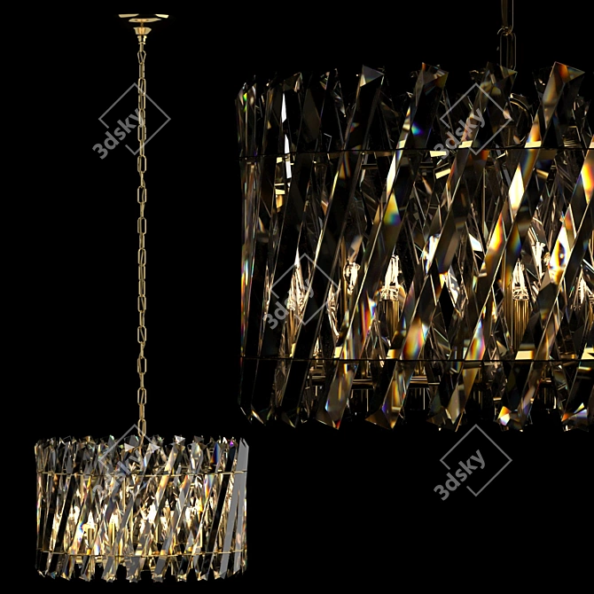 Selva 8-Light Gold Chandelier 3D model image 6