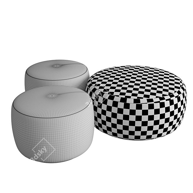 Sleek and Chic Poof 3D model image 3
