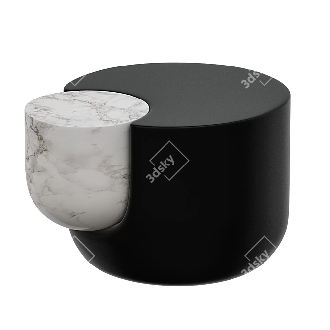 Bronze & Marble Embedded Side Table 3D model image 1