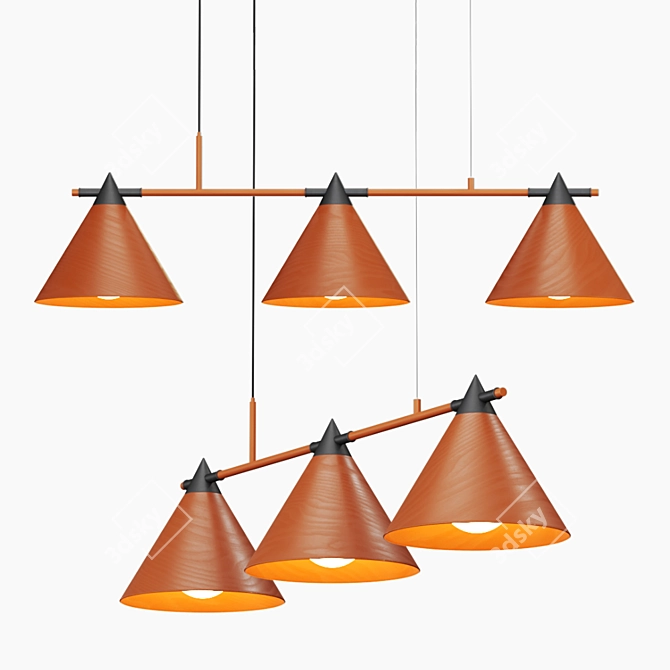 Scandinavian Style Wooden Pendant Light 3D model image 2