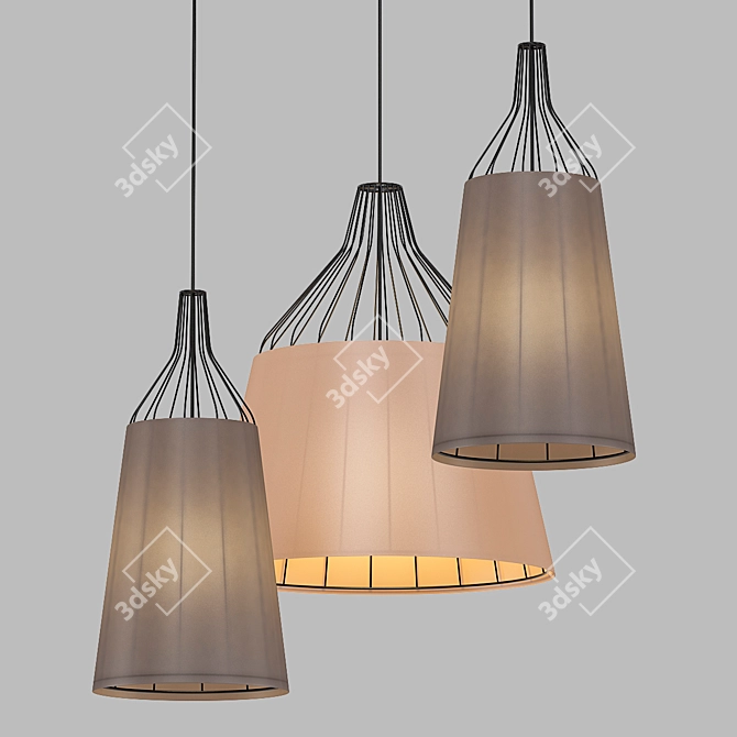 Ally Textile Pendant Light Collection 3D model image 1
