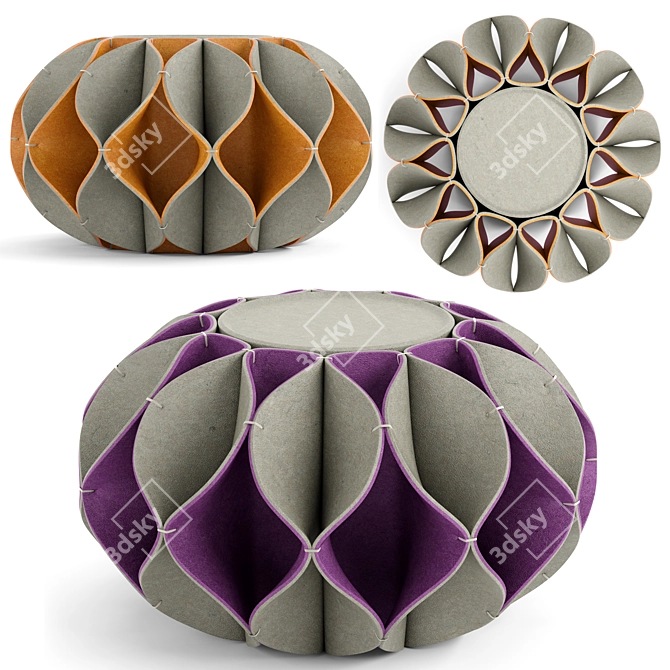 RUFF High: Modern Wool Felt Pouf 3D model image 1