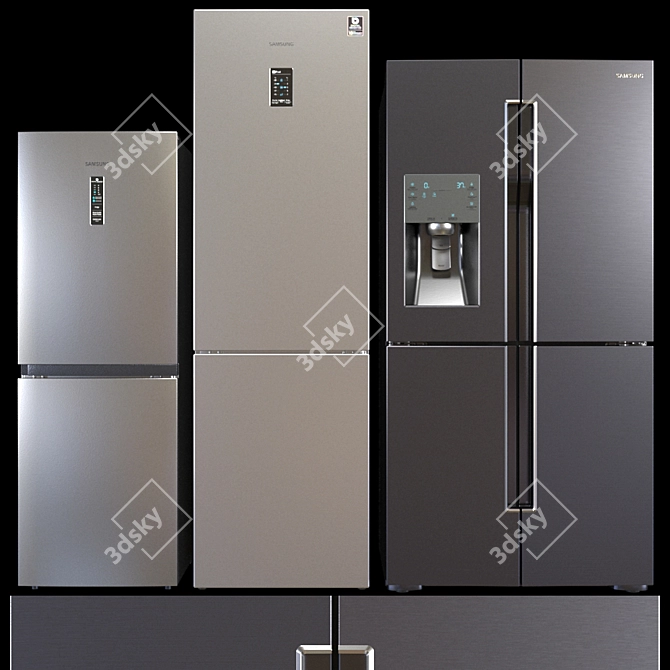 Samsung Refrigerator Set: Flex™ 4-Door, Inverter 2-Door, RB5000A 3D model image 1