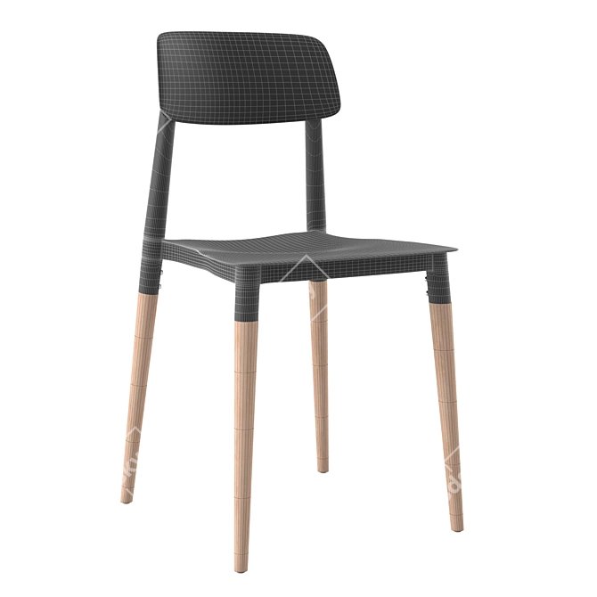 Modern Polypropylene & Oak Chair 3D model image 3
