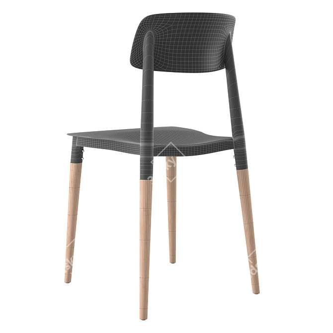 Modern Polypropylene & Oak Chair 3D model image 4