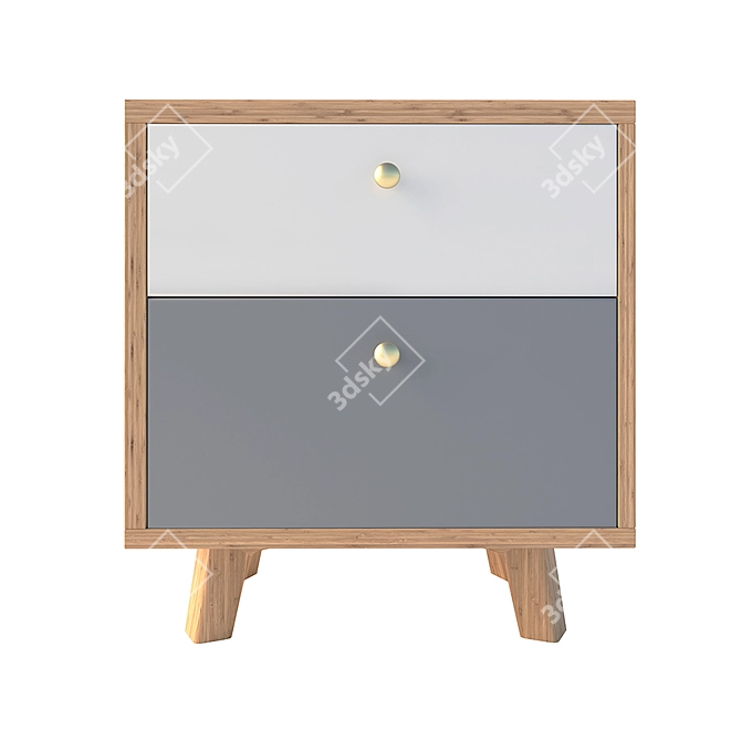 Sleek Oak Nightstand 3D model image 1