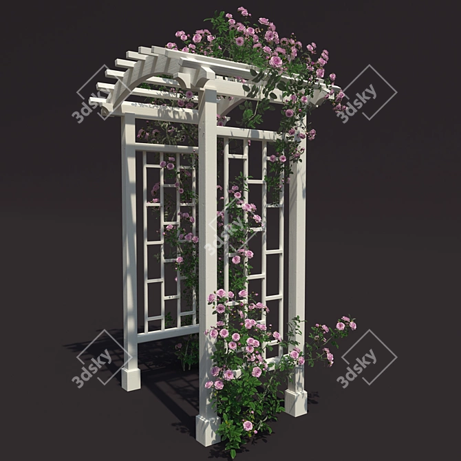 Gorgeous Garden Arch with Climbing Rose 3D model image 2