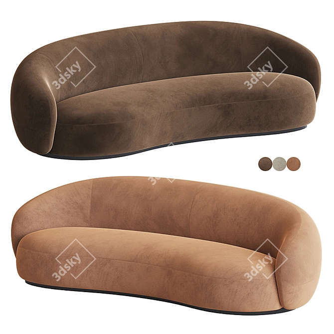 Elegant Siena Velvet Sofa 3D model image 2
