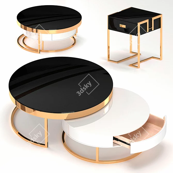 Modern Round Marble Coffee Table 3D model image 1