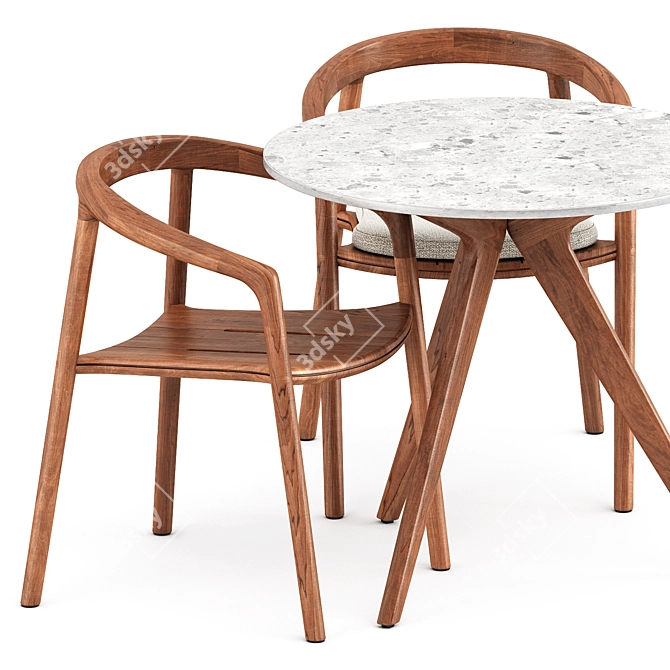 Solid Armchair & Teak Nero Table: Stylish Outdoor Set 3D model image 2