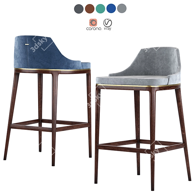 Modern Aster Mindel Bar Stool 3D model image 1