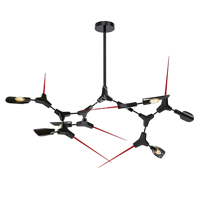 Bold Red Spikes Chandelier - 6 Lights 3D model image 1