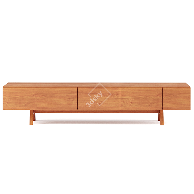 Zeitraum Rattan Oak Sideboard 3D model image 3