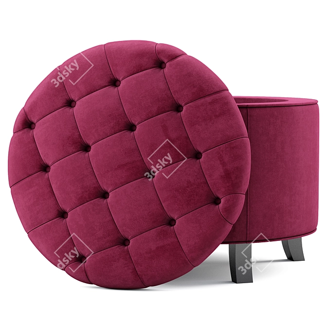 Modern Tufted Storage Ottoman 3D model image 2